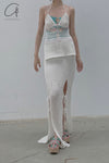 SWAYING/KNIT Beaded Embroidered Bikini Top SW22SST88 Pink/White